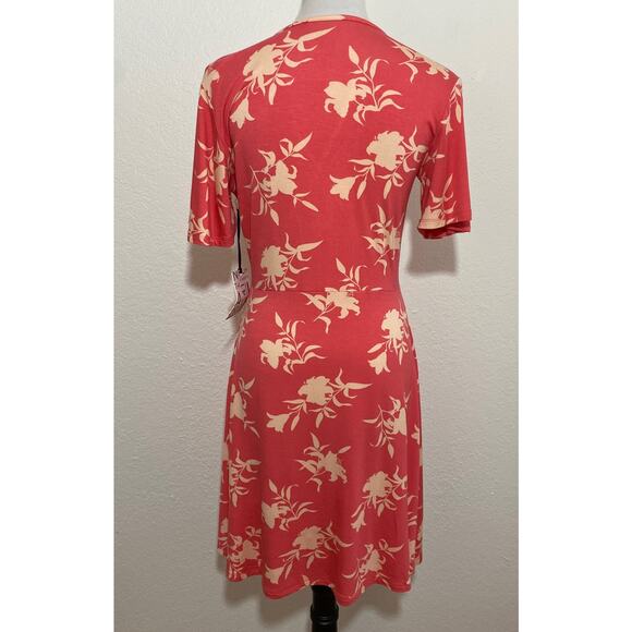 NWT 41 Hawthorn Coral Floral Faux Wrap Jersey Knit Dress Size M Flutter Sleeve - Picture 5 of 7